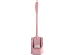 Escoba De Inodoro Con Cesto De Basura De Plástico Pp Durable Y Manejo Cómodo Color Rosa