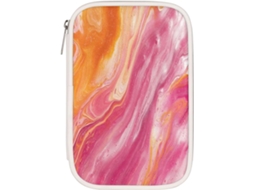 Estojo Canetas Mármore Rosa Abstrato, Bolsa Material Escolar, Papelaria Organizador de Artigos, Estojo