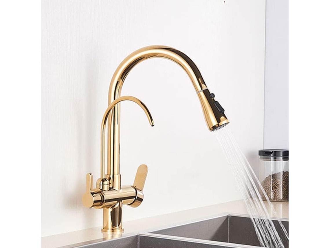 Torneira Misturadora De Água Quente Com Filtro De Água Purificada Kitchen 2/3 Dourada/preta/croma
