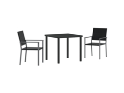 Conjunto 3 De Jantar De Jardim Vidaxl Preto Poly Rattan