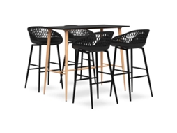 Vidaxl 5 Pcs Conjunto De Bar Preto