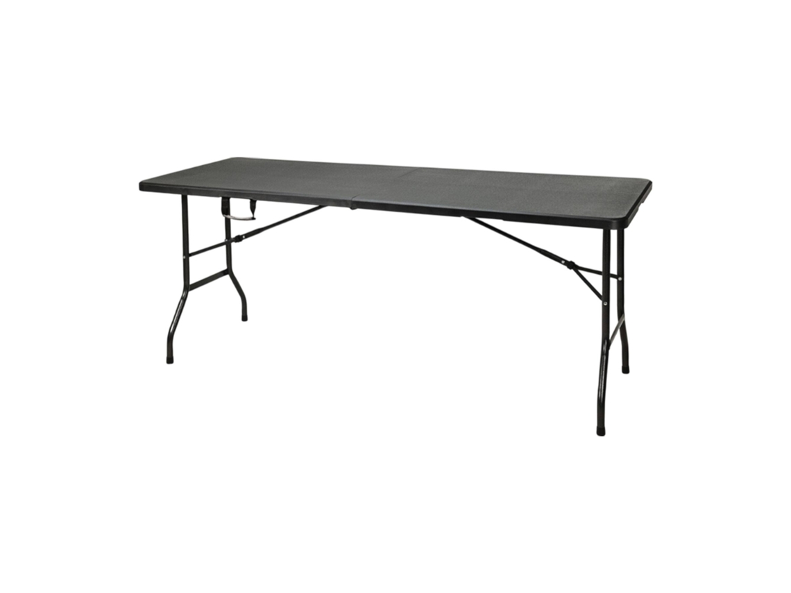 Mesa Dobrável Preta Well Home Com Mecanismo De Travamento Automático 180x70x74cm Wellhome