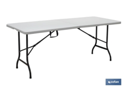 Mesa Plegable Rectangular Blanca Con Bloqueo de Seguridad 180X75X72 Cm COFAN