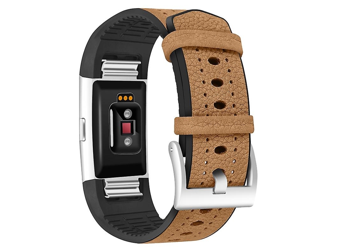 Pulseira de relógio inteligente em TPU respirável e couro bovino para Fitbit Charge 2/Charge 2 HR Ebike