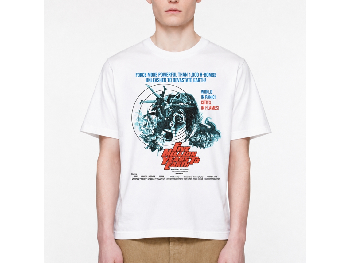 Rockinstone Horror Movies Five Million Years White Adult T-shirt Size:l