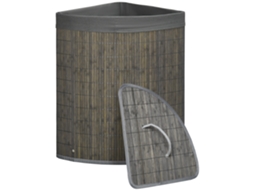 Cesto Roupa Suja Bambu 55l Leque (cinza, 38x38x57cm)