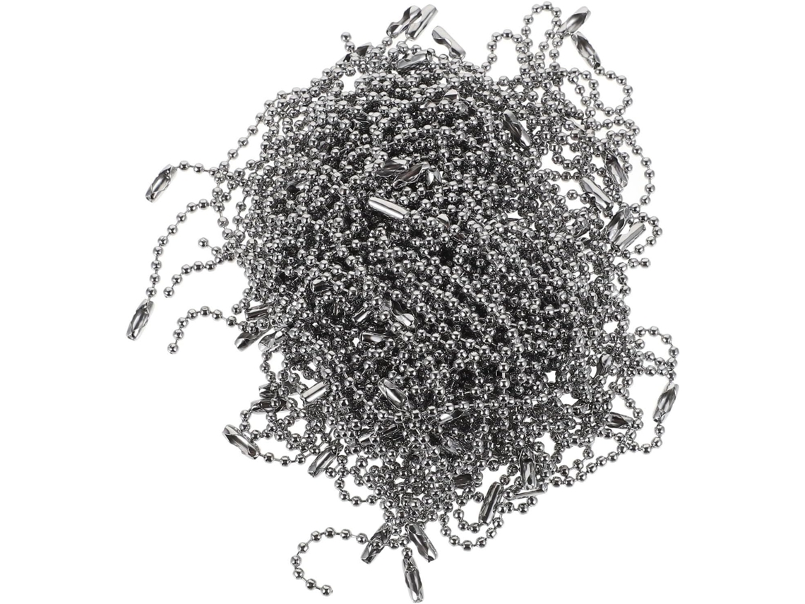 Corrente de 200 peças em formato de bolinhos, banhada a prata, com 15 cm (6 polegadas) e 2,4 mm de diâmetro, feita de ferro.