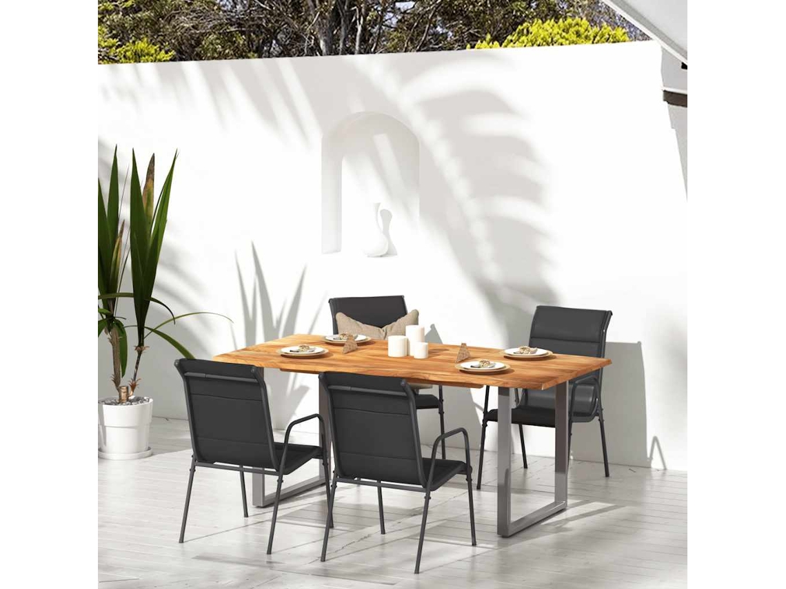Vidaxl Cadeiras De Jardim 4 Pcs Aço E Textilene Preto