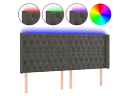 Cabeceira com Led Veludo Cinza Escuro MAISON EXCLUSIVE (203x16x118 cm)