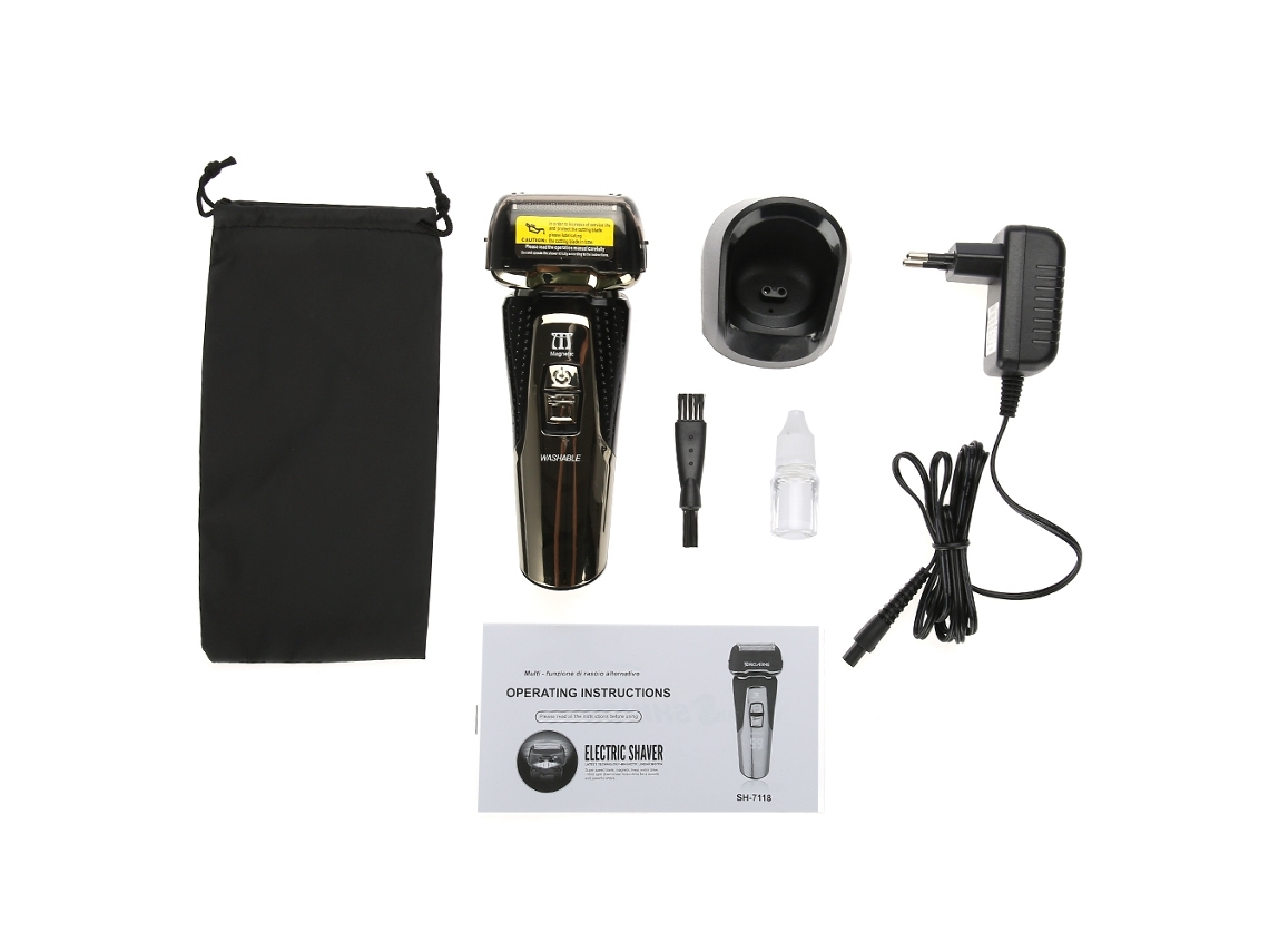 Afeitadora Eléctrica Para Barba Recargável, Trimmer E Raso Profissional Para Corte De Barba