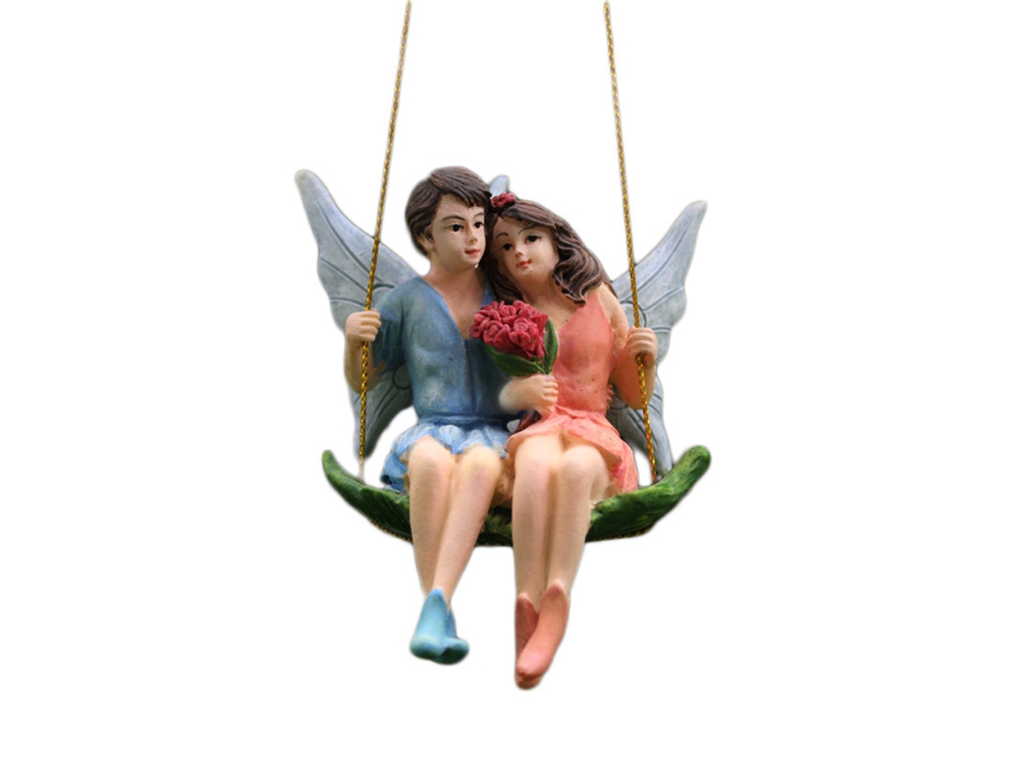 Figura De Anjo Amante Em Resina Para Decoração De Jardim Pendente Miniatura Fada Flor Estátua