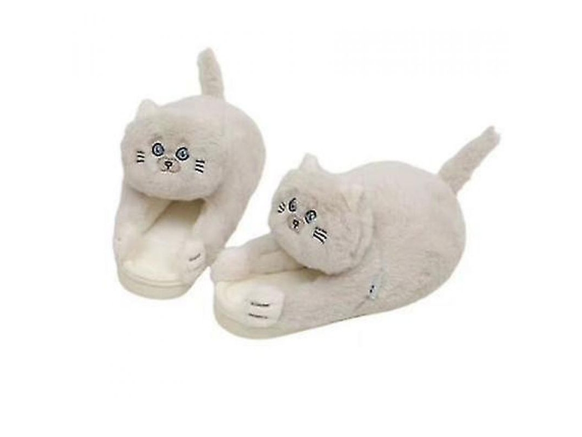 2026-pantuflas De Algodón Con Diseño De Gato Cute Resistente A Manchas Suaves Talla Única 35-43 Bege