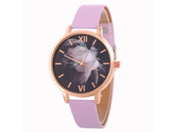 Relógio de Pulso Feminino Menina de Quartzo Casual com Pulseira de Couro Pu Rosa