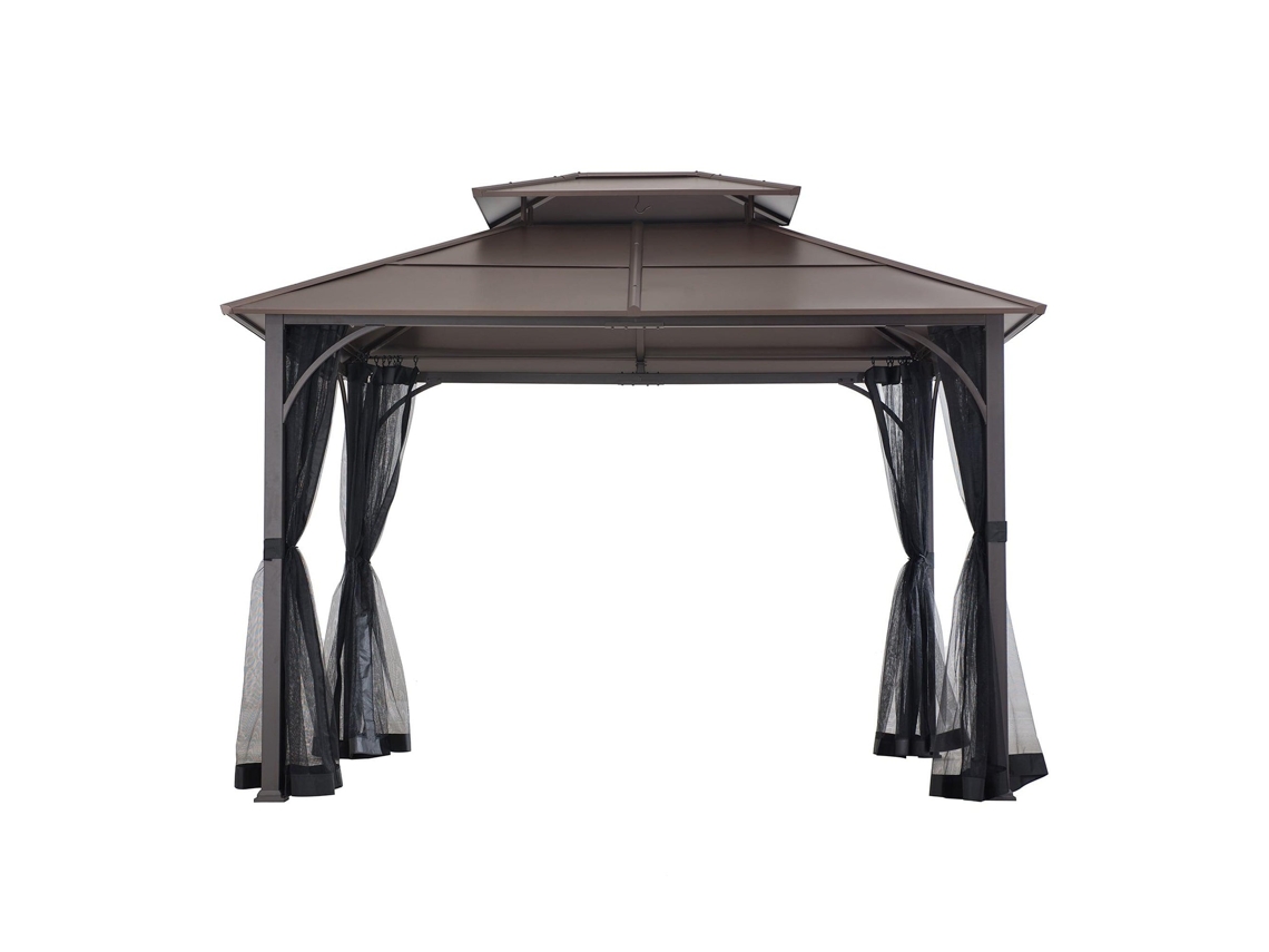 Gazebo Em Metal Com Tejadilho Rígido, Rede E Gancho De Tejadilho Kaldi 307 Cm X 366 Cm