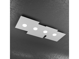 Luminária De Teto Retangular Toplight 4 Luzes Placa Com Soquete Gx53, Estrutura Cinza, Design Moderno 86x37x3cm Top Light