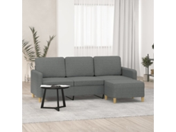 Vidaxl Sofá De 3 Lugares Com Apoio De Pés 180 Cm Tecido Cinza-escuro
