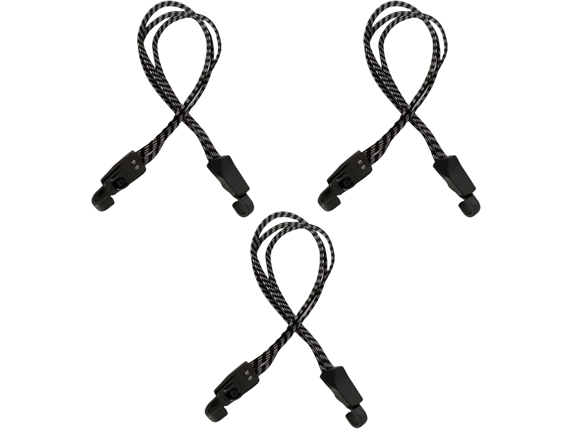Conjunto de 3 cordas elásticas multiuso com gancho para bolsas de motocicleta, fáceis de usar.