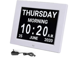 Relógio Do Dia Do Alarme Do Calendário Digital Com Tela Grande De 8'', Am Pm, 5 Alarme, Relógios De Demência Levaram Calendário De Mesa Eletrônico