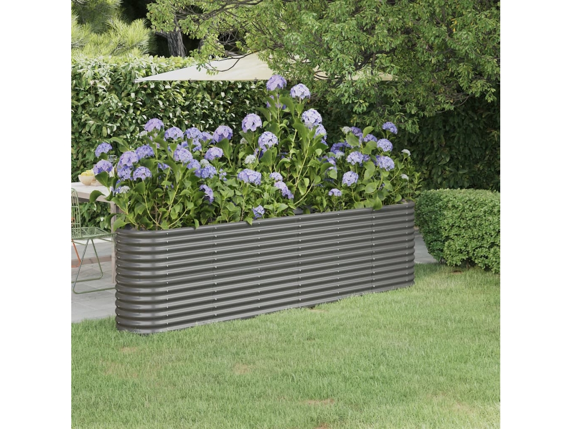 Vidaxl Canteiro Elevado Jardim 260x40x68cm Aço Galvanizado Cinzento