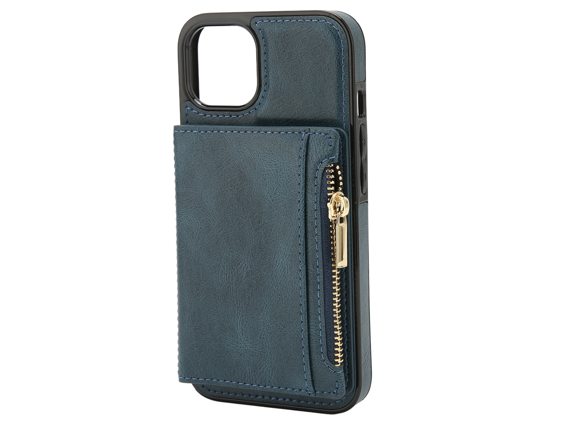 Capa de Couro Iphone 13 com Zíper e Bolsa LAXISCREED