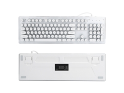 Teclado Mecânico Retro 104 Teclas Iluminado USB Design Ergonômico Branco