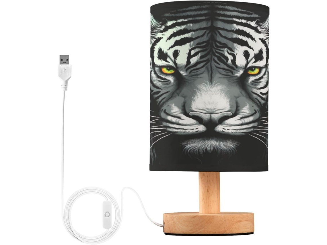 Luminária de mesa pequena Skyshu com LED, base de madeira antiderrapante e cúpula que não incomoda os olhos, ideal para quem busca praticidade.
