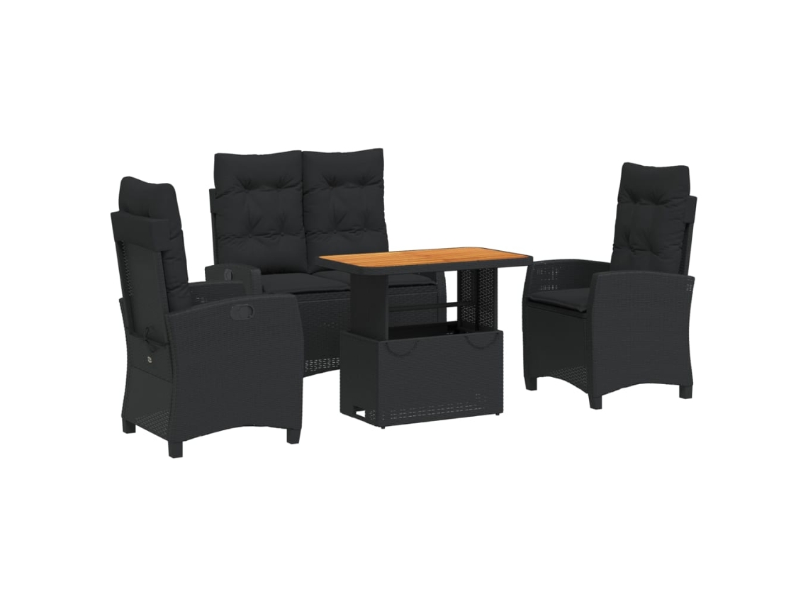 Garden Dining Set, Garden Dining Sets Vidaxl Preto Rattan / Vime (90 Cm Table Length)