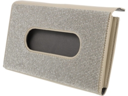 Porta-lenços De Couro Pu Bege Para Carro Com Strass, Fácil De Instalar.