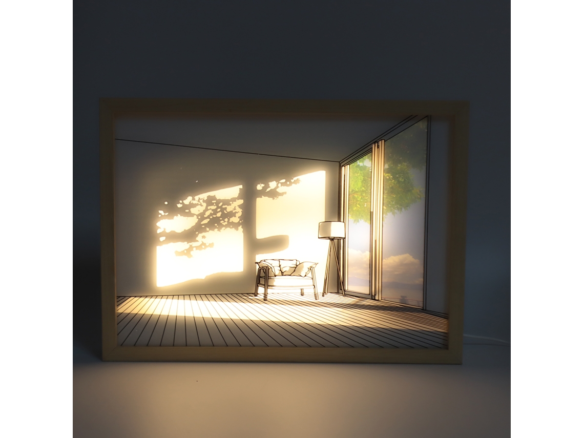 Quadro Iluminado Usb 3 Modos Luz Noturna Decorativa