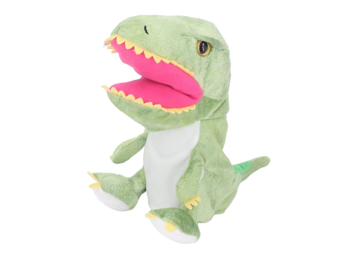 Ats 11,8 Polegadas Brinquedo de Mão de Dinossauro de Pelúcia com Boca Móvel Suave para Crianças e Adultos Verde