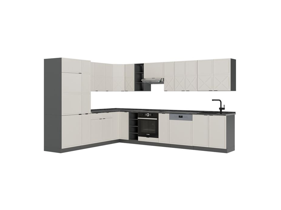 Cozinha Em Ângulo Fame-line, 347x257cm, Pt Antracite, Cinzabege/antracite, Antracite, Vicco