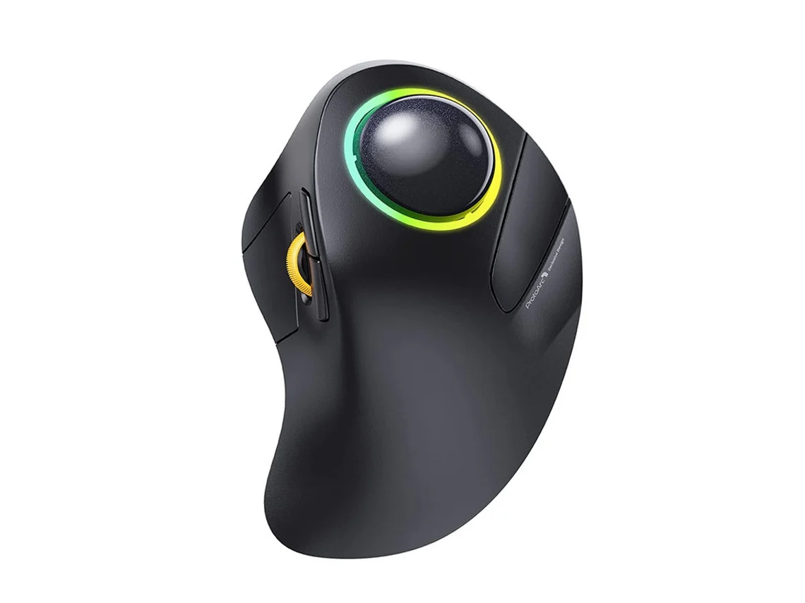 Rato Trackball Bluetooth Sem Fios Recarregável, Ergonómico, Com Retroiluminação Rgb, Compatível Com Windows, Mac E Ipad Preto Bestvite