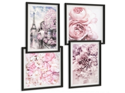Composição De Quadros Composições Florais Vintage Espelharte (4 Peças)