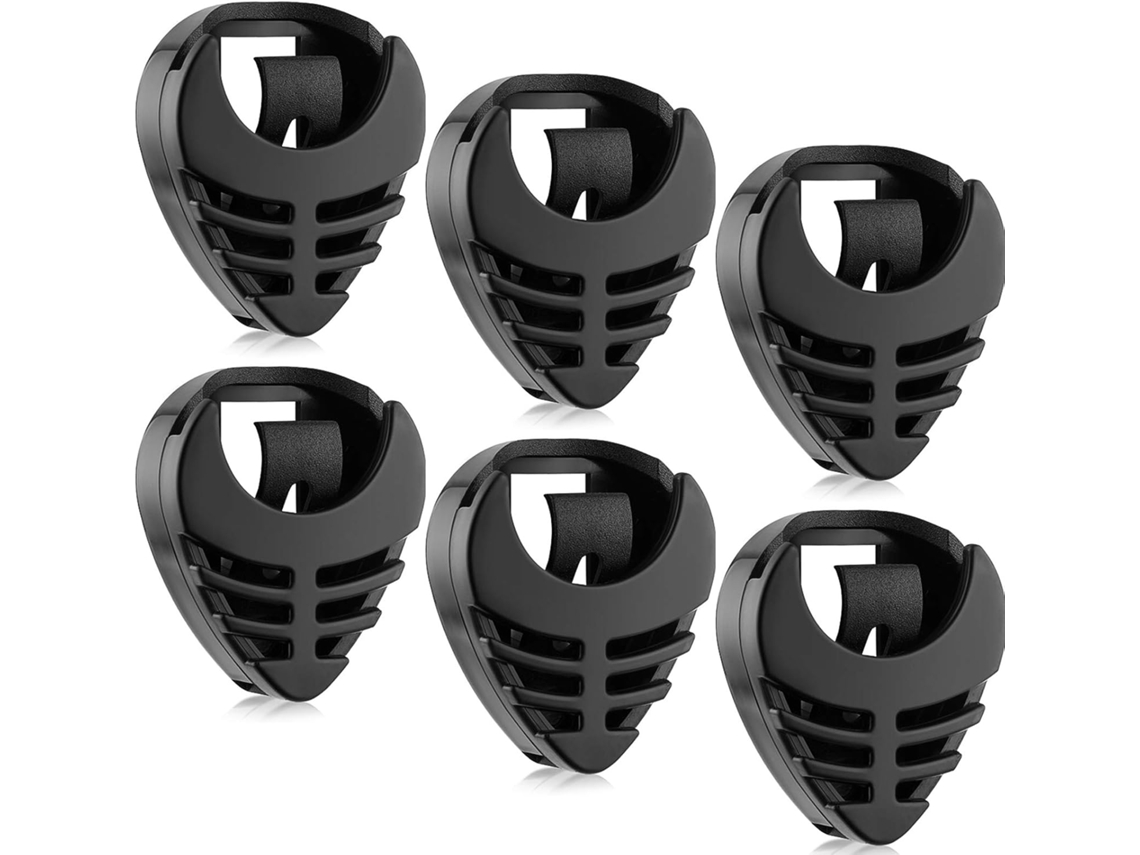 Conjunto de 6 Suportes Autoadesivos para Palhetas em Plástico Preto, Ideais para Guitarra e Fáceis de Fixar com Acessórios Adesivos AQUAFORGE
