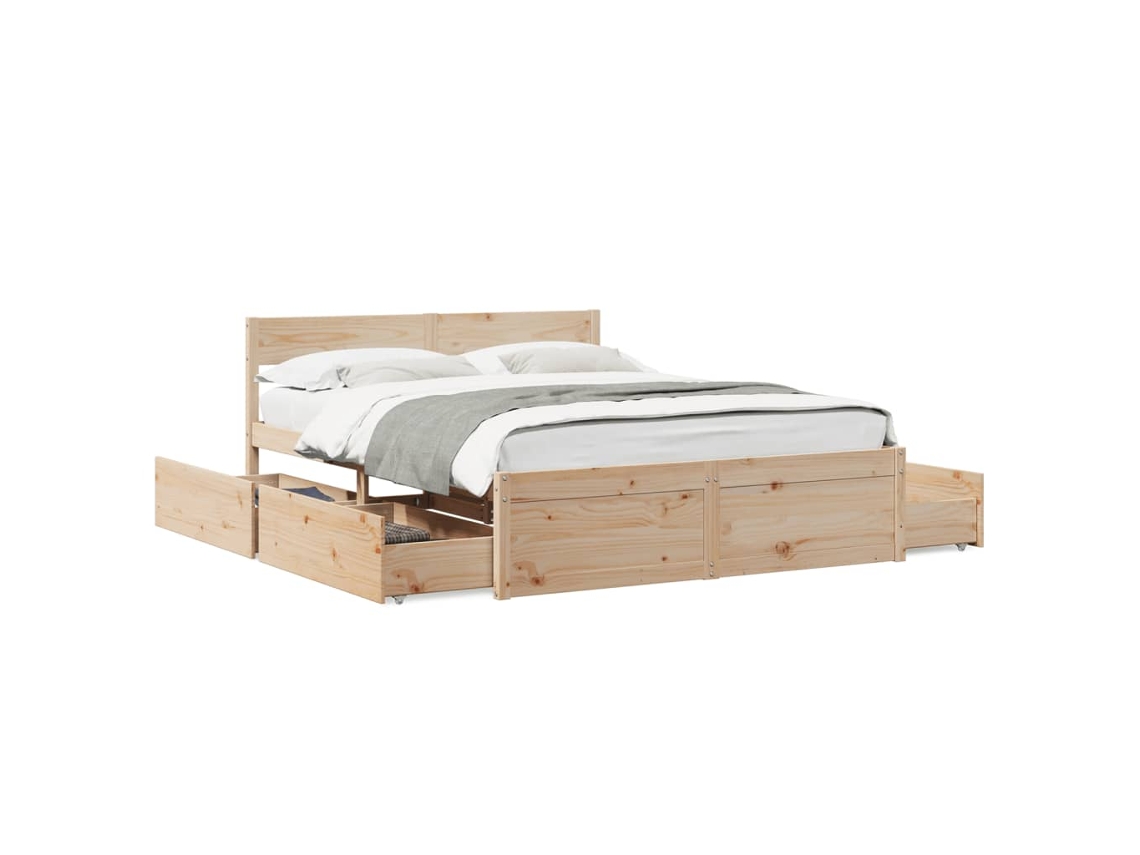 Cama Sem Colchão 160x200 Cm Madeira de Pinho Maciça MAISON EXCLUSIVE