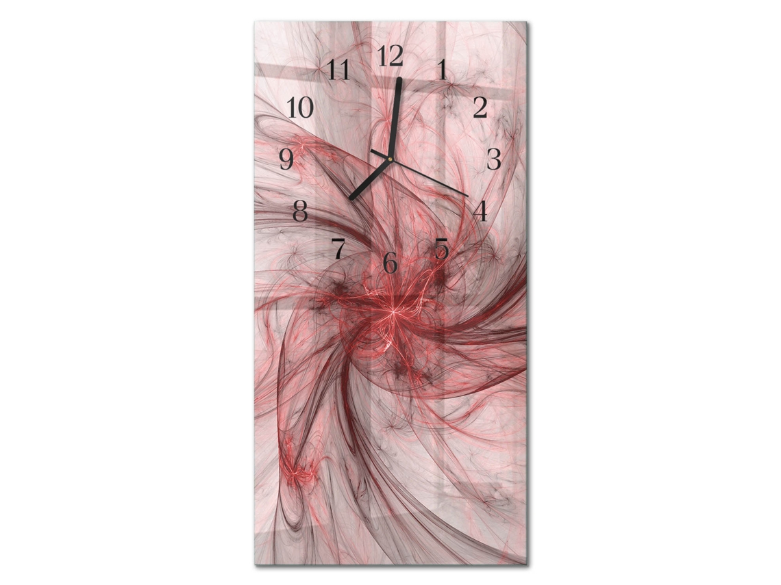 Relógio De Parede De Vidro Vermelho Espelharte (30x60 Cm)