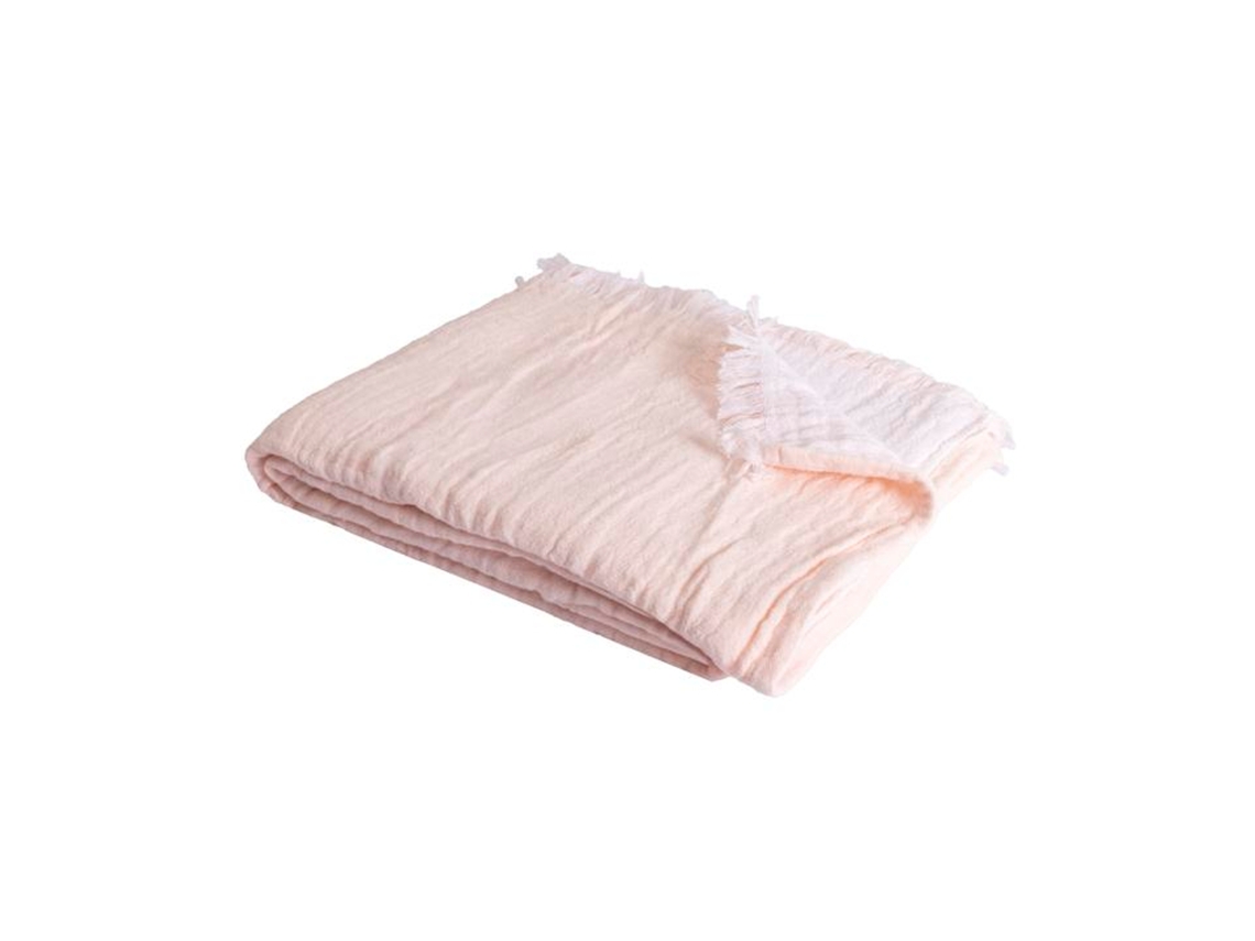 Manta Xadrez Rosa Pálido 100% Algodão Com Franjas 130x170cm Bitald