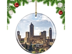 Itália - Enfeite de árvore para pendurar - Coleção de lembranças de viagem da cidade de San Gimignano