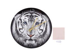 Relógio de parede redondo Baok em acrílico com estampa de tigre, decoração para casa, escritório e sala de estar.