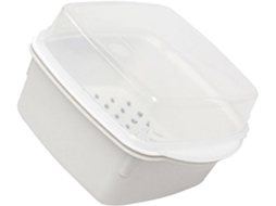 Caixa De Cozimento A Vapor Alimentos Camada Dupla, Cesta Plástico Para Micro-ondas Com Tampa, Utensílio Cozinha Qualidade Alimentar Vegetais E Peixes