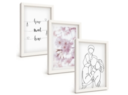 Composição De Quadros Flores, Família, Minimalista Espelharte (3 Peças 20x30 Cm)