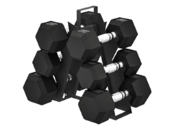 Conjunto De Halteres 2x4kg 2x6kg 2x8kg Com Suporte De Armazenamento Para Exercício E Treino Preto