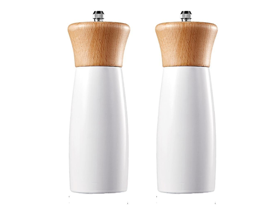 Conjunto de Moinhos de Sal e Pimenta de Madeira, Farol Elegante para Sal Marinho com Moinho Cerâmico e Aço Inoxidável