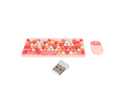 Combo De Teclado E Mouse Sem Fio Rosa