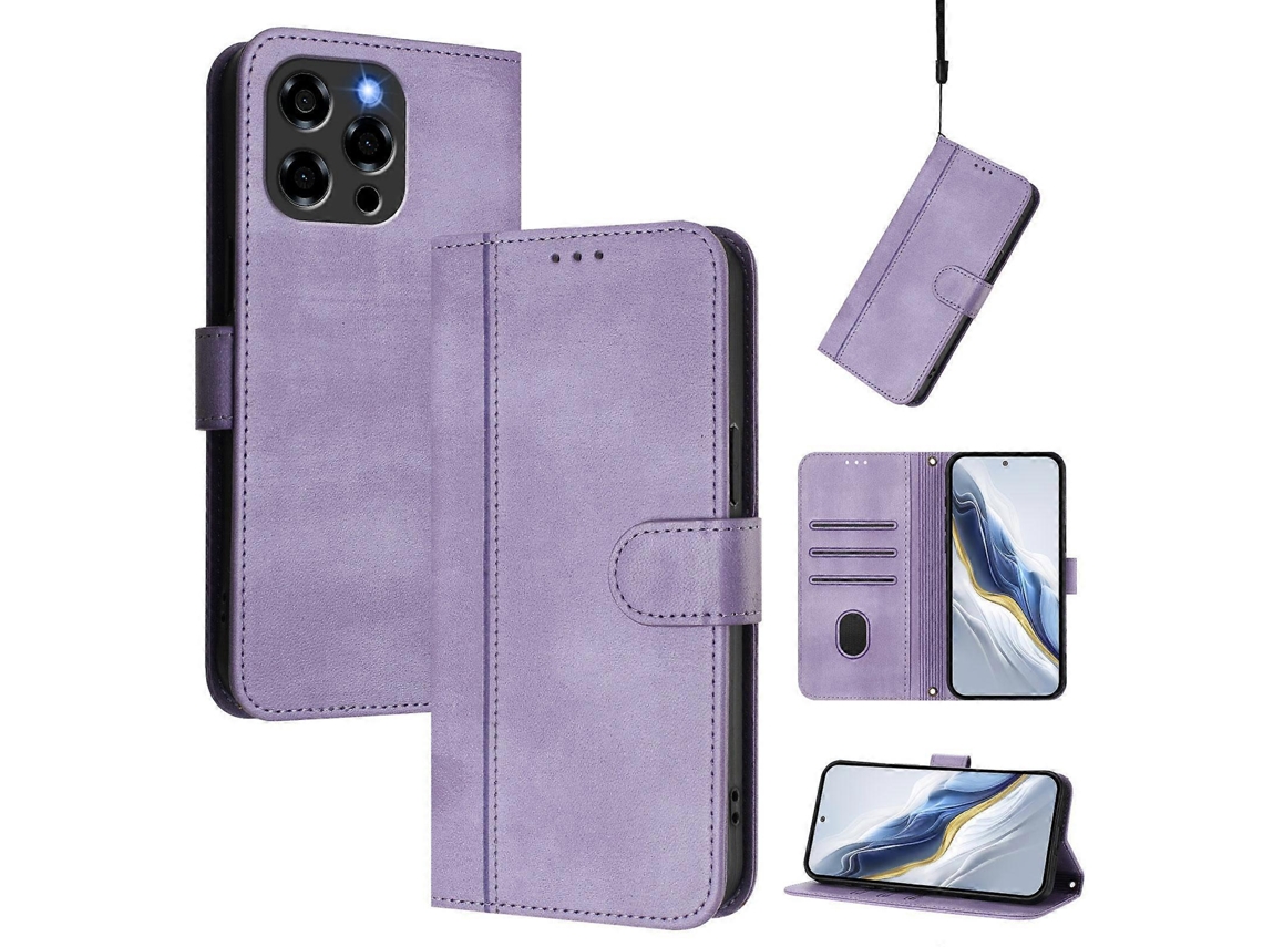 Capa De Celular Retrô De Couro Com Fivela De Emenda De Linha