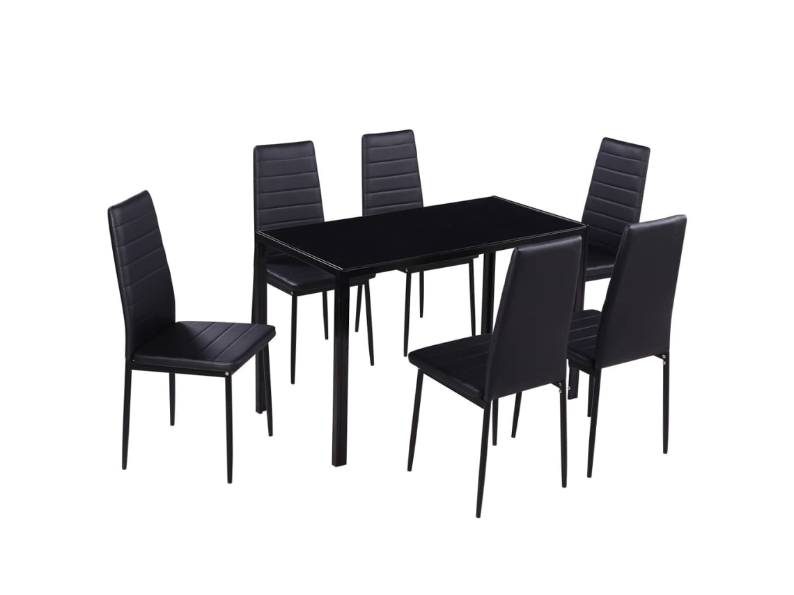 Conjunto Mesa de Jantar 7 Pcs Preto MAISON EXCLUSIVE