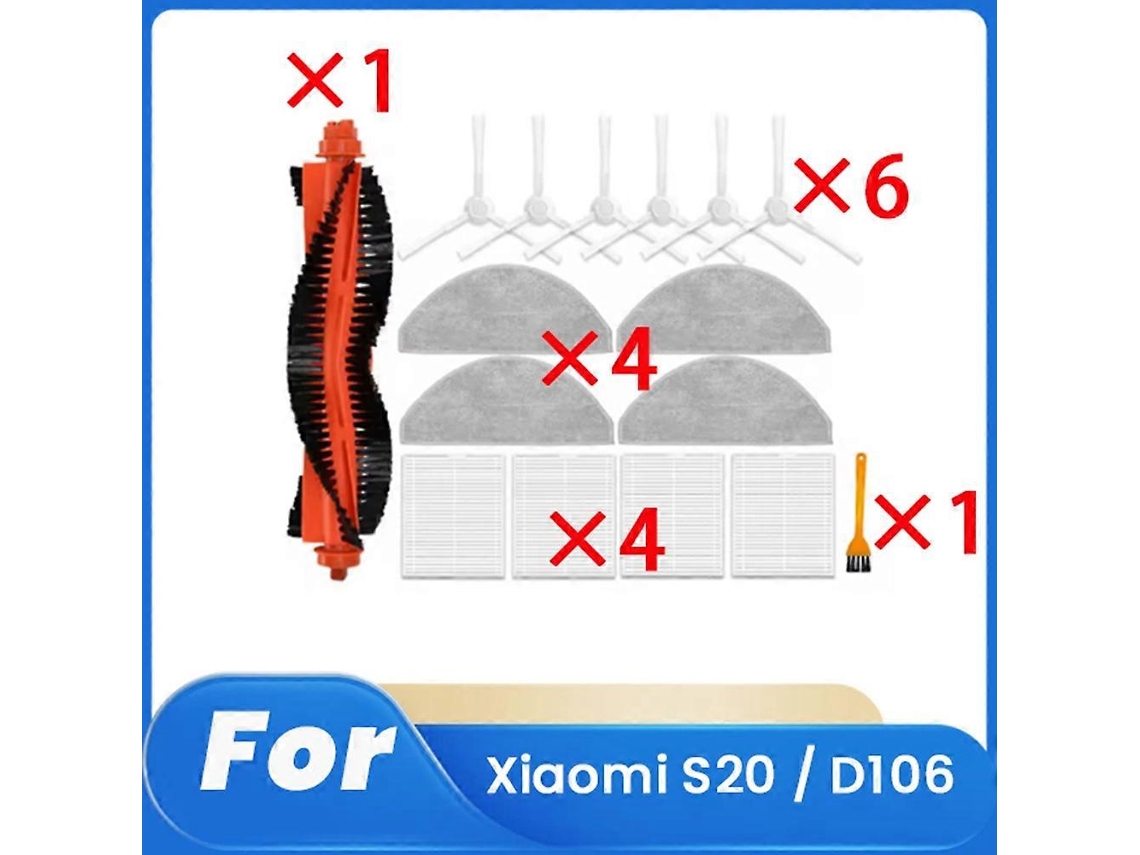 Conjunto De 16 Peças De Acessórios De Limpeza Compatíveis Com O Robô Aspirador Xiaomi S20/d106, Incluindo Escova Lateral Principal, Esfregão E Filtro.