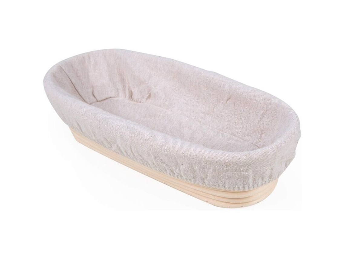 Cesto Banneton Para Pão Artesanal, 30 × 14 × 7 Cm, 0,7 Kg, Formato Oval, Com Forro De Linho
