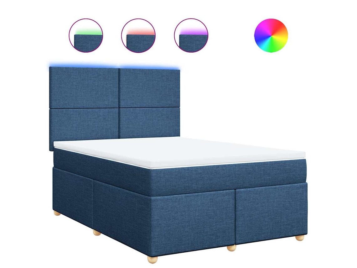 Cama com Molas/colchão 140x190 Cm Tecido Azul MAISON EXCLUSIVE