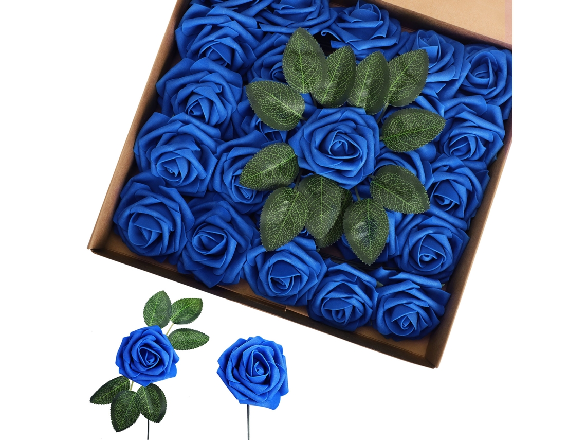 Laxiscreed Flores De Papel Peónia Com Haste E Folhas, Pack Com 25 Peças Para Decoração